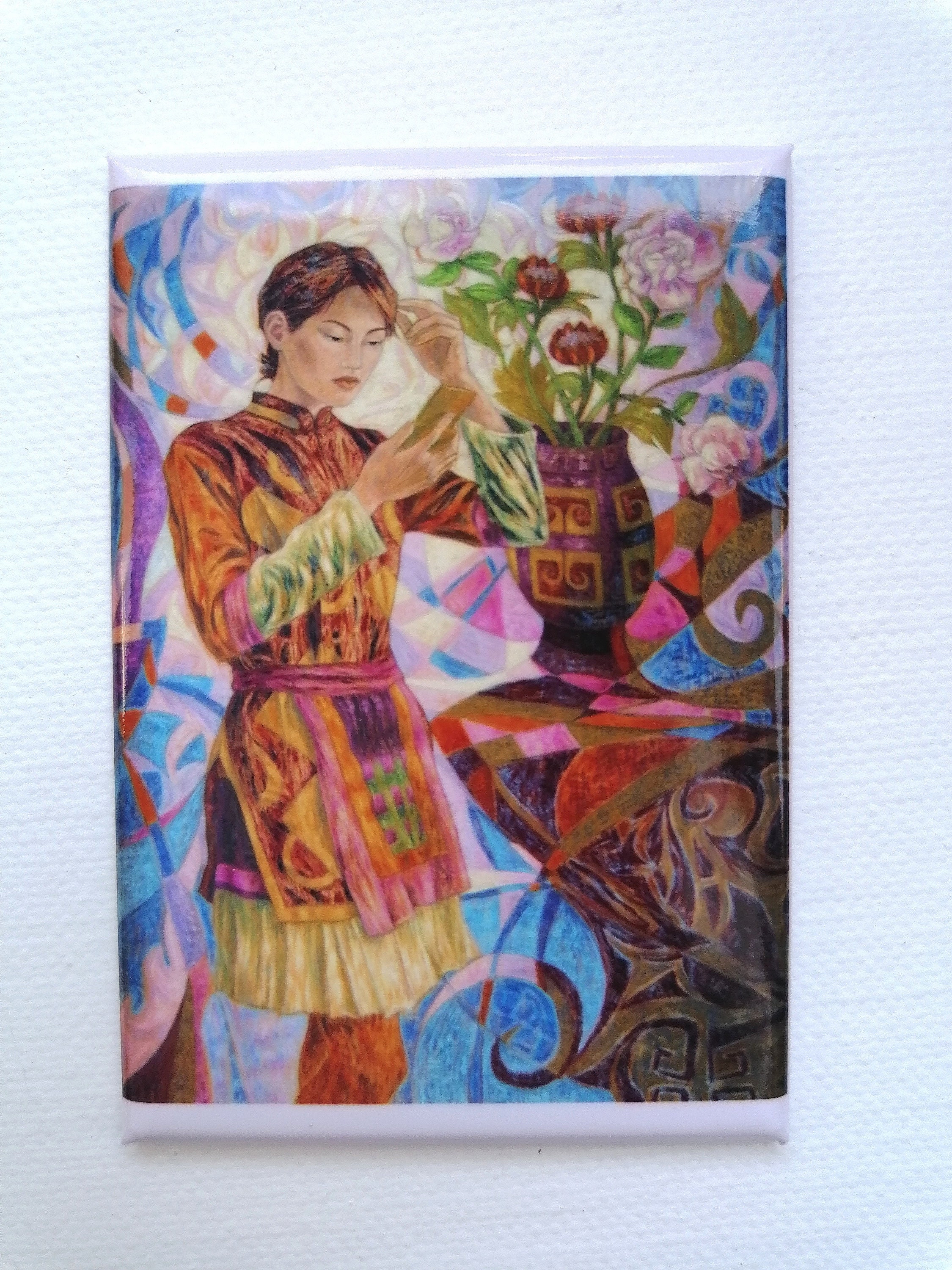 Magnet Luxe Illustré Jeune Miao Au Miroir