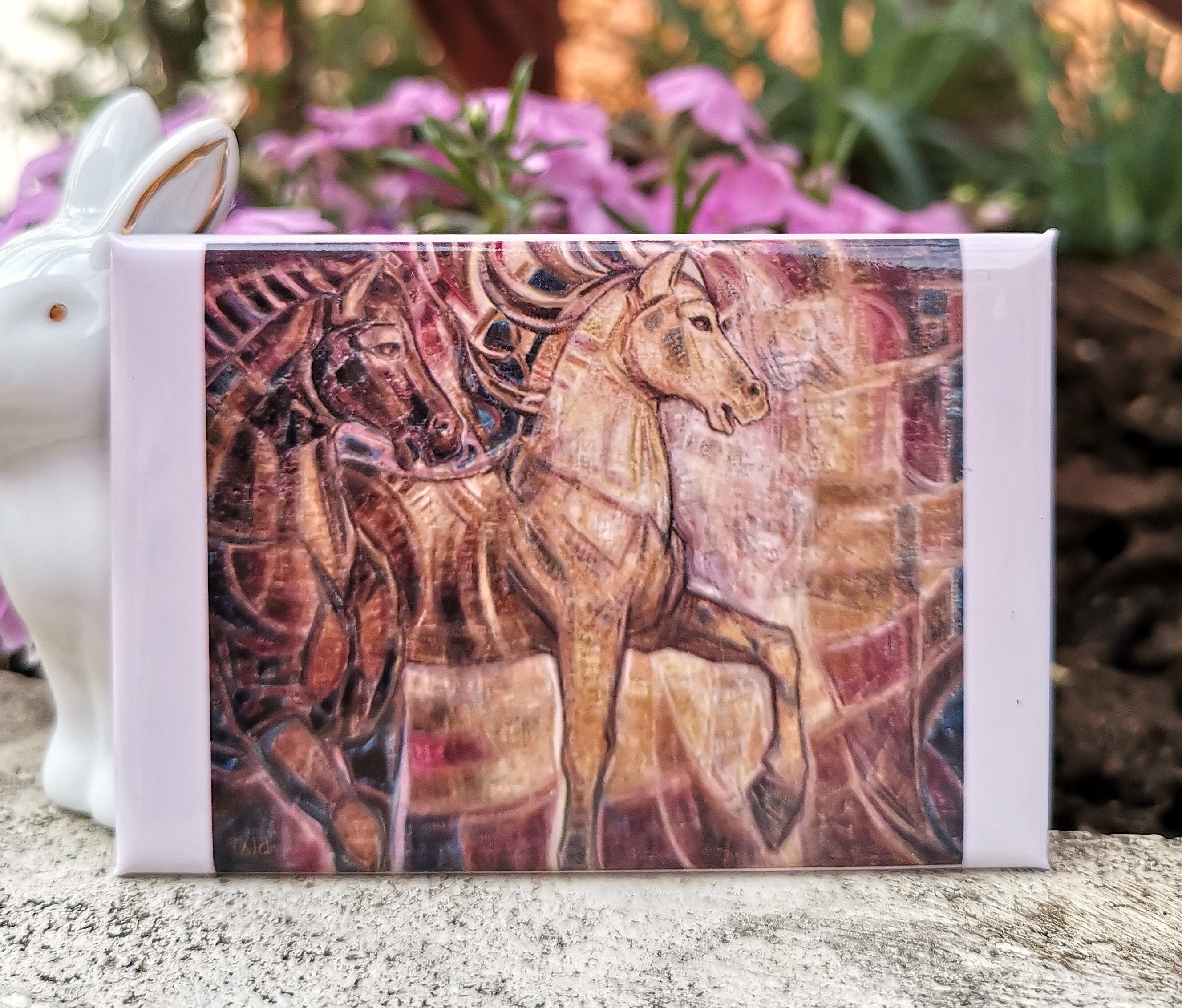 Magnet Luxe Illustré Deux Chevaux