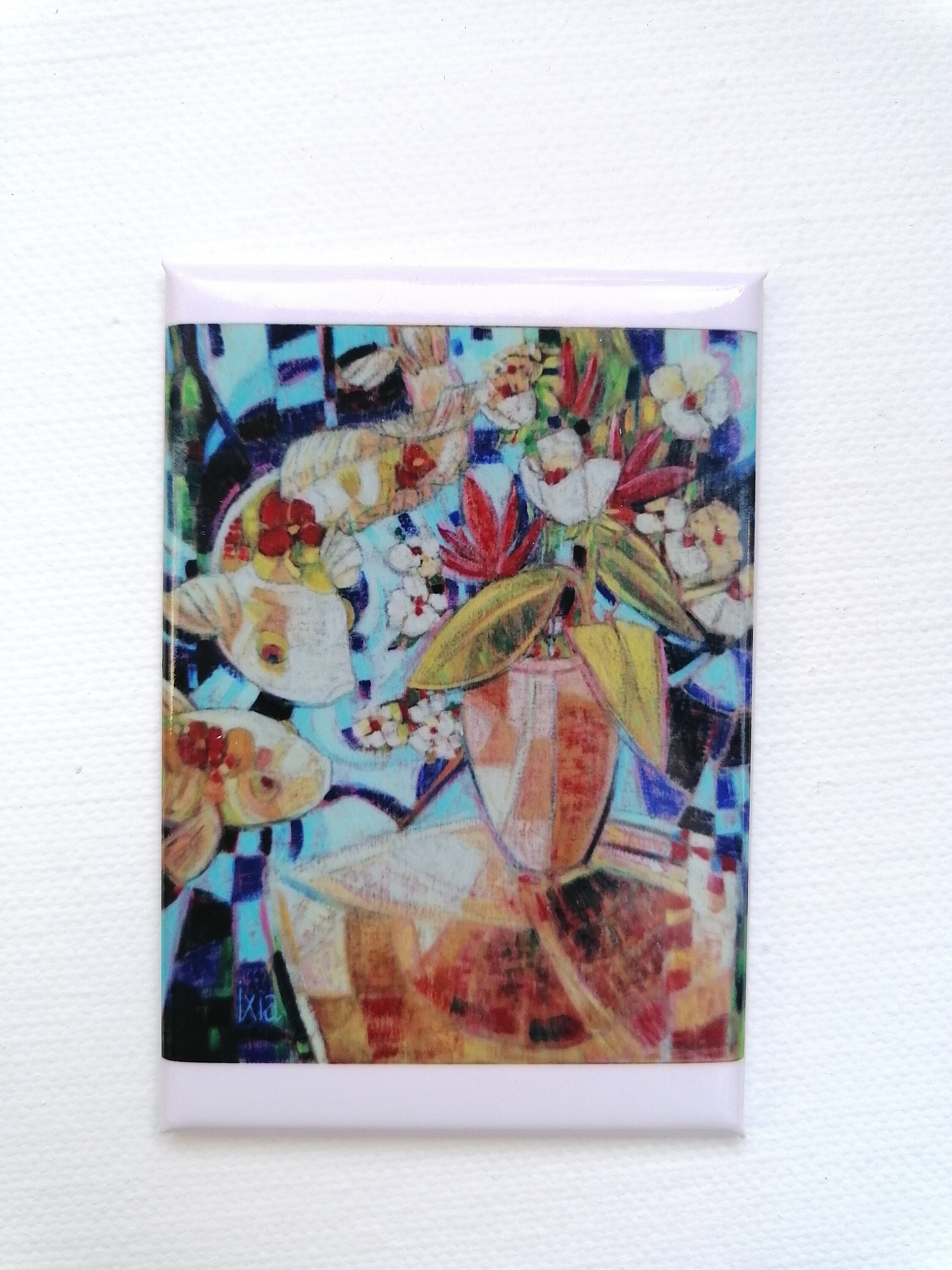 Magnet Luxe Illustré Carpes en Fleurs