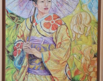 Impression d'art "Japonaise à l'ombrelle"
