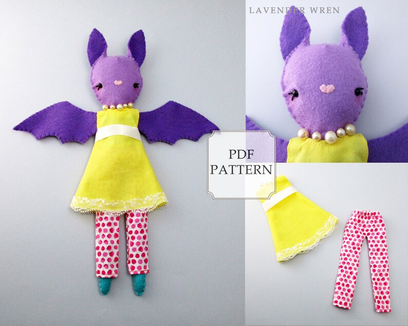 bat decor baby bat sewing doll pattern bat plush pattern cute pattern bat doll bat digital bat toy sewing pattern bat bat plush pdf