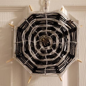 God&#39;s Eye Halloween Decor- Beaded Spiderweb