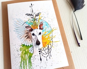 Greyhound/card/greyhound/spirit animal/greeting card/folded card/spirit animal card