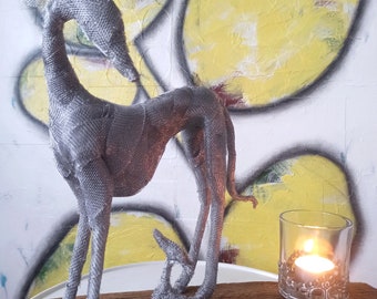 Windhund Figur/ Windhund Draht Skulptur/ Mutter Kind/ Greyhound Art/ Windhund Kunst