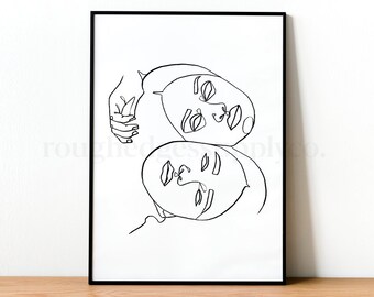 Abstract Female Faces Line Art, Abstract Women Line Drawing, One Line Drawing Faces, Minimal Sketch Art Print, Printable, DIGITAL DOWNLOAD