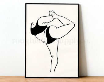 Body Positive Line Art, Sztuka jogi, Postać kobieca, Minimalistyczna sztuka ścienna, Wydrukowana sztuka ścienna, POBIERANIE CYFROWE, Wydruk sztuki cyfrowej, Rysunek liniowy