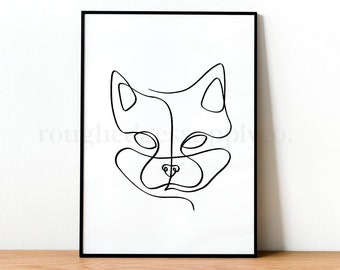 Cat Face Line Art Print, Minimal Cat Line Drawing, Abstract Cat Line Art, Animal Wall Art, Minimalist Pet Portrait, DIGITAL DOWNLOAD