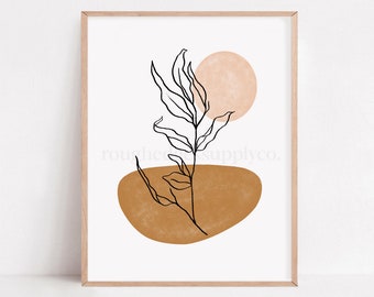 Abstract Minimalist Botanical Print, Botanical Line Drawing, Abstract Botanical Line Art, Boho, Printable Wall Art Print, DIGITAL DOWNLOAD