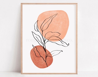 Abstract Minimalist Botanical Print, Botanical Line Drawing, Abstract Botanical Line Art, Boho, Printable Wall Art Print, DIGITAL DOWNLOAD