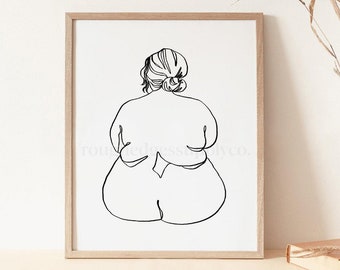 Body Positive Line Art, Female Figure Art Print, Minimalist Wall Art, Printable Wall Art, DIGITAL DOWNLOAD, Digital Art Print, Line Drawing