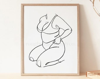 Body Positive Line Art, Female Figure Art Print, Minimalist Wall Art, Printable Wall Art, DIGITAL DOWNLOAD, Digital Art Print, Line Drawing