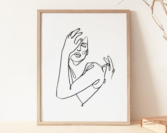 One Line Abstract Female Figure Art Print, Minimalist Wall Art, Printable Wall Art, DIGITAL DOWNLOAD, Digital Art Print, Line Drawing