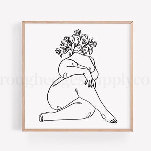 Body Positive Line Art, Female Figure Art Print, Minimalist Wall Art, Printable Wall Art, DIGITAL DOWNLOAD, Digital Art Print, Line Drawing