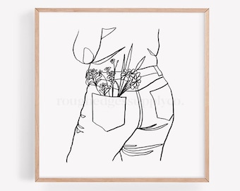 Cuerpo positivo línea arte, figura femenina impresión de arte, arte de pared minimalista, arte de pared imprimible, descarga digital, impresión de arte digital, dibujo de línea