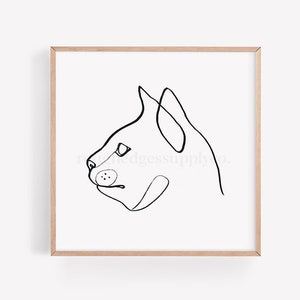 Cat Art Print, Line Drawing, Line Art, Cat Pet Portrait, Cat Lover Gift, Animal Art, Nursery Room Wall Decor, DIGITAL DOWNLOAD image 1