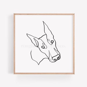 Dobberman Dog Art Print Line Drawing Line Art Dog Pet - Etsy