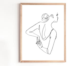 One Line Female Figure Art Print, Minimalist Wall Art, Printable Wall Art, DIGITAL DOWNLOAD, Digital Art Print, Line Drawing