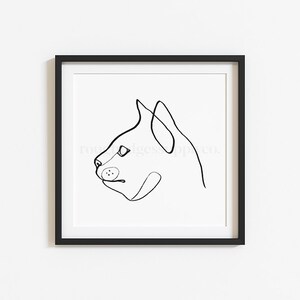 Cat Art Print, Line Drawing, Line Art, Cat Pet Portrait, Cat Lover Gift, Animal Art, Nursery Room Wall Decor, DIGITAL DOWNLOAD image 3