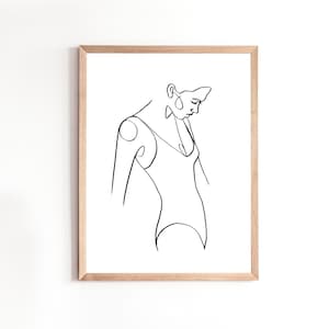 Woman in a Swimsuit Line Art, Summer Art Print, Minimalist Wall Art, Printable Wall Art, DIGITAL DOWNLOAD, Digital Art Print, Line Drawing