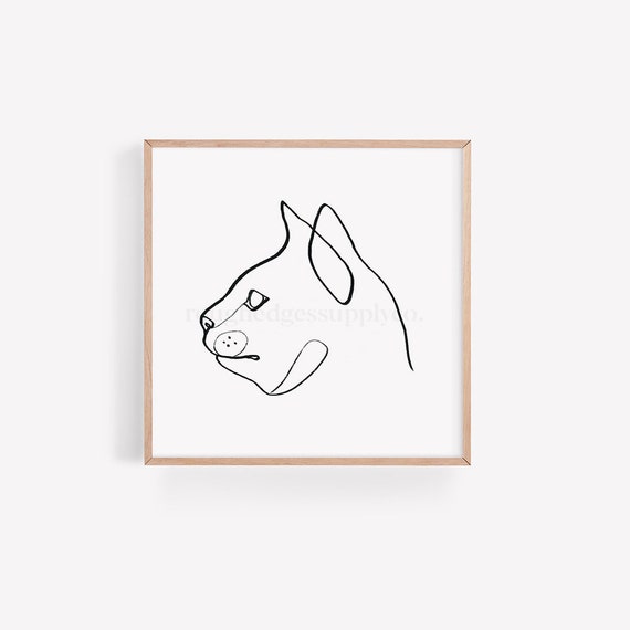 Cat Art Print, Line Drawing, Line Art, Cat Pet Portrait, Cat Lover Gift, Animal Art, Nursery Room Wall Decor, DIGITAL DOWNLOAD