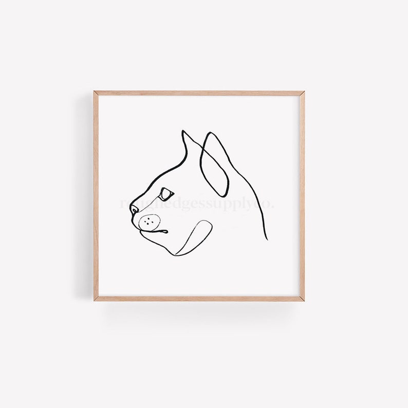 Cat Art Print, Line Drawing, Line Art, Cat Pet Portrait, Cat Lover Gift, Animal Art, Nursery Room Wall Decor, DIGITAL DOWNLOAD image 1