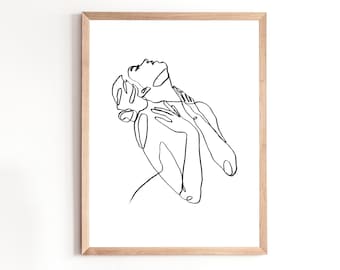 Abstract Female Figure Line Art Print, Minimalist Wall Art, Printable Wall Art, DIGITAL DOWNLOAD, Digital Art Print, Line Drawing