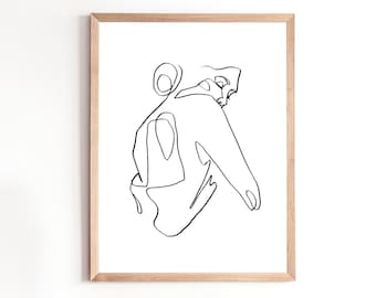 One Line Abstract Female Figure Art Print, Minimalist Wall Art, Printable Wall Art, DIGITAL DOWNLOAD, Digital Art Print, Line Drawing