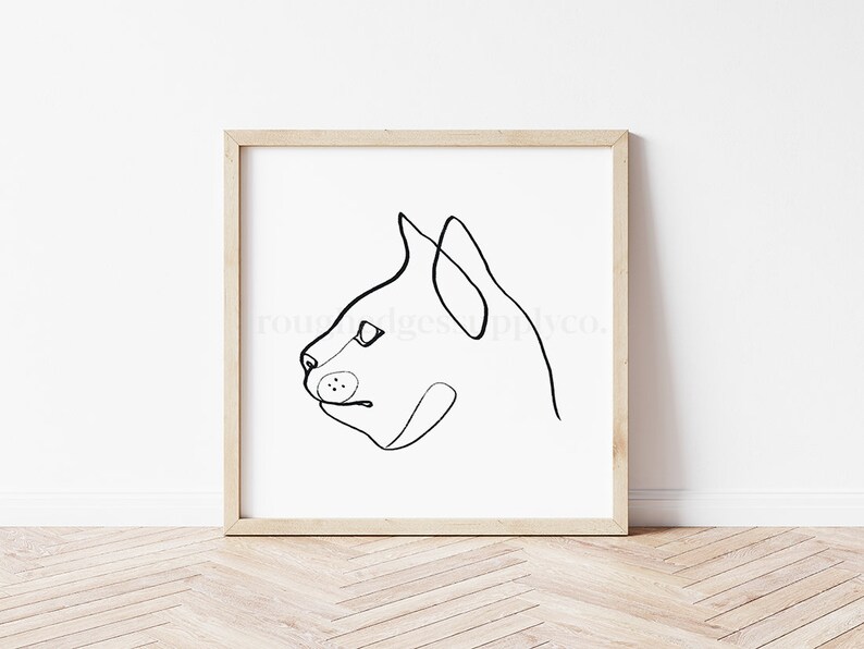 Cat Art Print, Line Drawing, Line Art, Cat Pet Portrait, Cat Lover Gift, Animal Art, Nursery Room Wall Decor, DIGITAL DOWNLOAD image 4