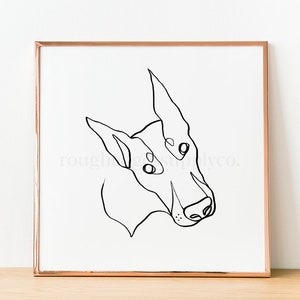 Dobberman Dog Art Print Line Drawing Line Art Dog Pet - Etsy