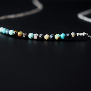 Turquoise Silver Necklace, Turquoise Necklace, Natural Turquoise Necklace, December Birthstone,Turquoise Beads Necklace,Every Day Necklace