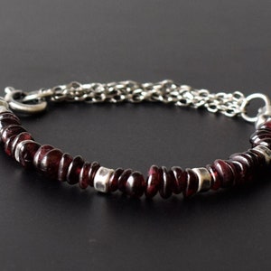 Garnet Bracelet, Sterling Silver Bracelet, Oxidized Sterling Silver and Garnet Bracelet, Bracelet for Women, MayliStudio Bracelets