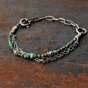 African Turquoise Bracelet, Sterling Silver Bracelet, Oxidized Sterling Silver and African Turquoise,Womens Bracelet, MayliStudio Bracelets