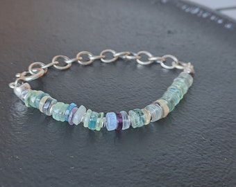 Fluorite Bracelet , Sterling Silver Bracelet, Oxidized Sterling Silver and Fluorite Bracelet, Bracelet for Women, MayliStudio Bracelets