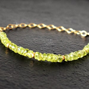 Peridot Bracelet, Gold Filled and Peridot Bracelet, August Birthstone Jewelry, Peridot Jewelry, Bracelet for Women, MayliStudio Bracelets