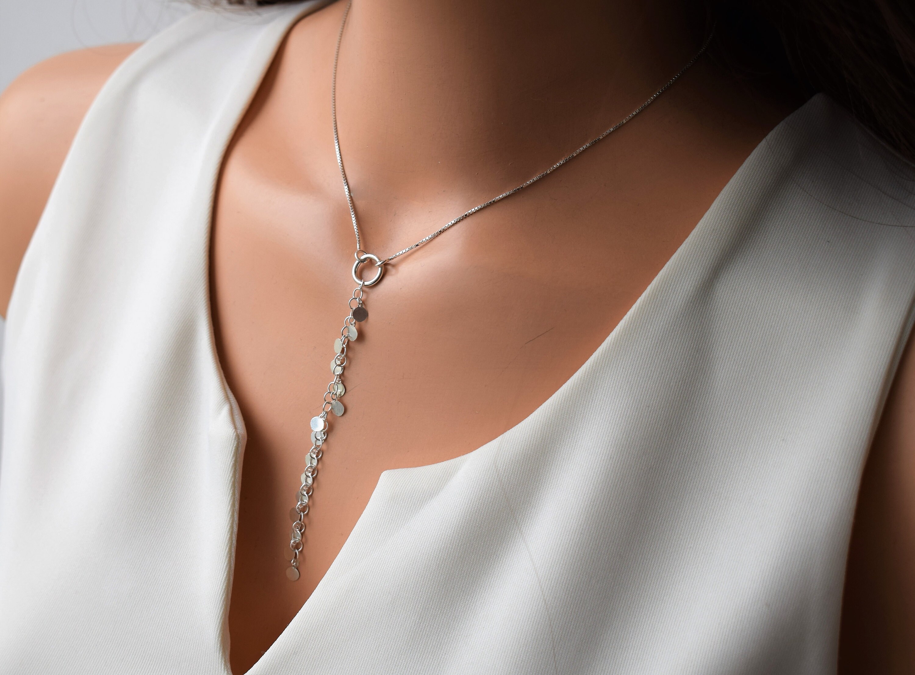 SILVER NECKLACE Silver Y Necklace sterling Silver Necklace Etsy