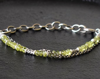 Gemstone Bracelet, Peridot Bracelet, 925 Sterling Silver Bracelet, Beaded Bracelet, Bracelet for Women, MayliStudio Bracelets