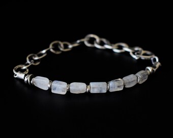 Moonstone Bracelet, Sterling Silver Bracelet, Oxidized Sterling Silver and Moonstone Bracelet, Bracelet for Women, MayliStudio Bracelets