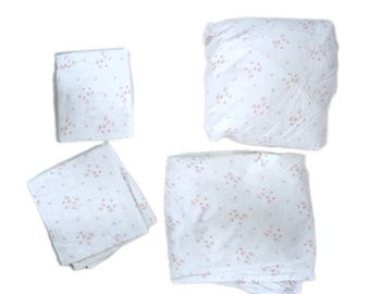 Simply Shabby Chic Full (Double) Sheet Set & 2 Pillowcases Pink Rosebuds