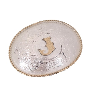 Montana Silversmiths Belt Buckle Silver Plated Letter J Initial
