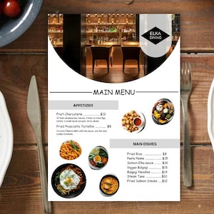 Restaurant Menu Template, Canva Template, Editable Menu, Original design, a4 Size Menu
