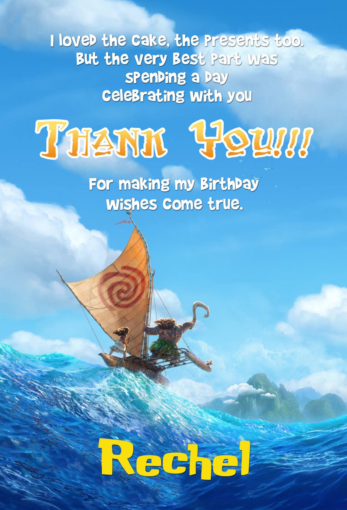 Moana Invitation Moana Birthday Card Moana Birthday Card | Etsy