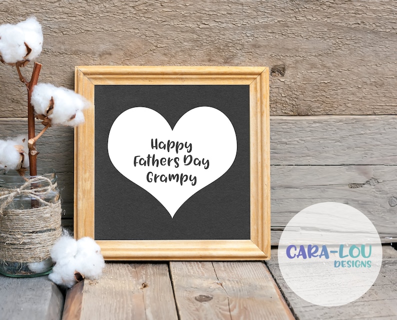 Grampy Happy Fathers Day Heart Paper Cutting Template.