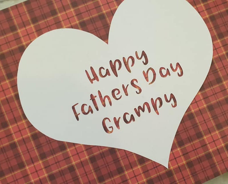 Grampy Happy Fathers Day Heart Paper Cutting Template.