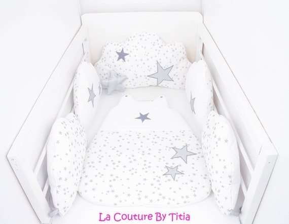 Tower Of Bed Cloud Cushions Made White Hand Gray And Silver Stars Lacouturebytitia