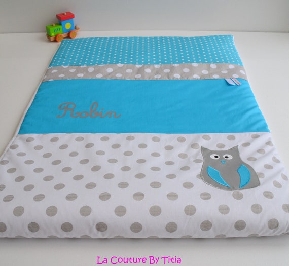 Couverture Plaid Bebe Personnalisable Fait Main Pois Hibou Etsy