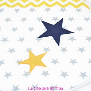 Turbulette Gigoteuse 0 6 Months Handmade white stars gray, mustard chevron and navy blue lacouturebytitia image 4