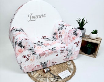 Fauteuil enfant, fauteuil enfant à personnaliser, fauteuil enfant club, fauteuil club enfant savane vieux rose animaux