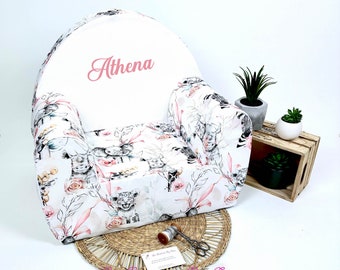 Children's armchair, children's armchair to personalize, children's club armchair, savannah pink animal children's club armchair