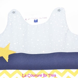 Turbulette Gigoteuse 0 6 Months Handmade white stars gray, mustard chevron and navy blue lacouturebytitia image 6