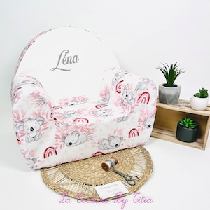 Fauteuil enfant, fauteuil enfant à personnaliser, fauteuil enfant club, fauteuil club enfant savane animaux koala rose